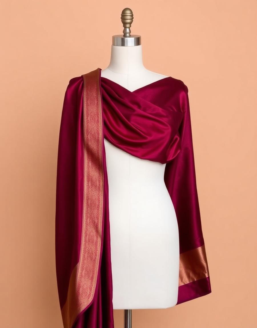 Meher Wine Banarasi Silk Saree - Pure Banarasi Silk saree | Mumbai Bazar