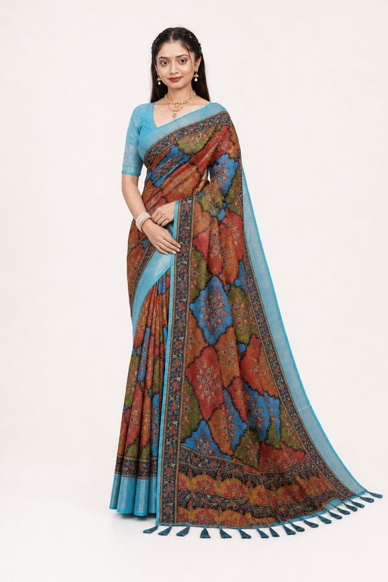 Neelam Rangoli Peacock Diamond Jacquard Saree - Jacquard Woven Silk saree | Mumbai Bazar