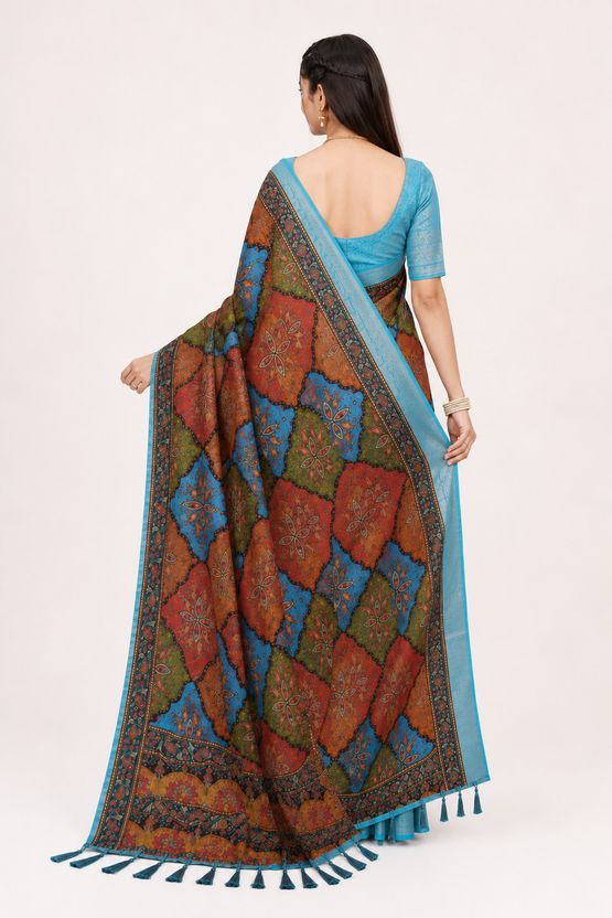 Neelam Rangoli Peacock Diamond Jacquard Saree - Jacquard Woven Silk saree, palla detail | Mumbai Bazar