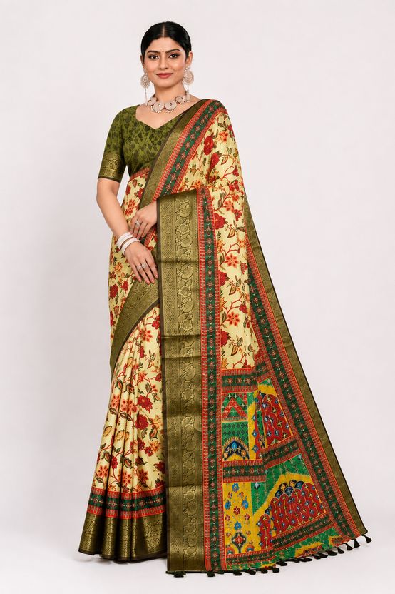 Rangrez Heritage Floral Jacquard Saree - Jacquard Woven Silk saree | Mumbai Bazar
